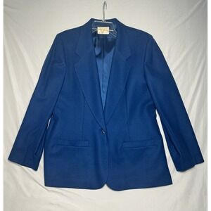 Vintage Pendleton 100% Wool Blazer Blue Single Button Women's Size 16